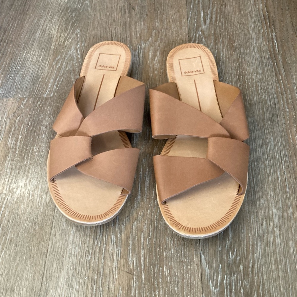 Dolce Vita Tan Derby Slide Sandals